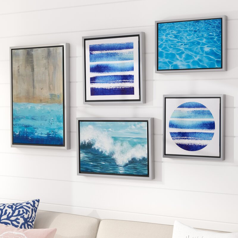 Water Tide Gallery - 5 Piece Floater Frame Graphic Art on Canvas