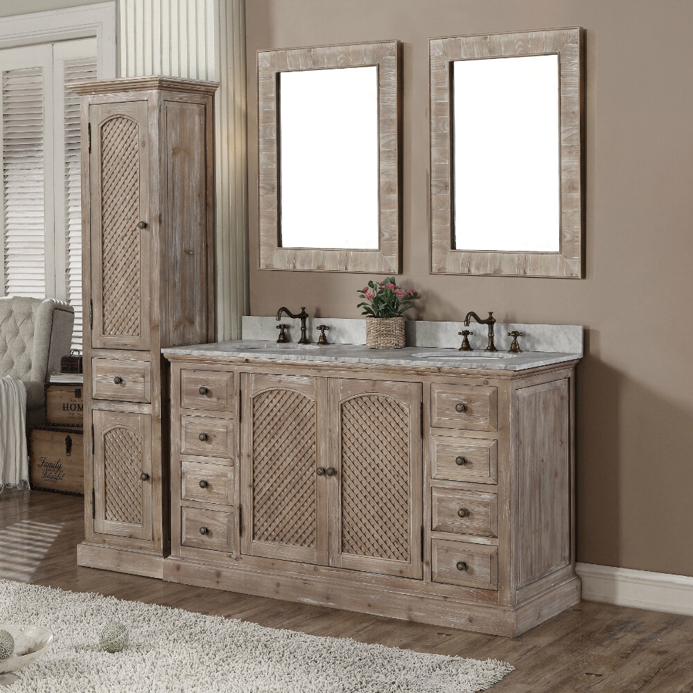 eveny 61'' free-standing double bathroom vanity with stone vanity top