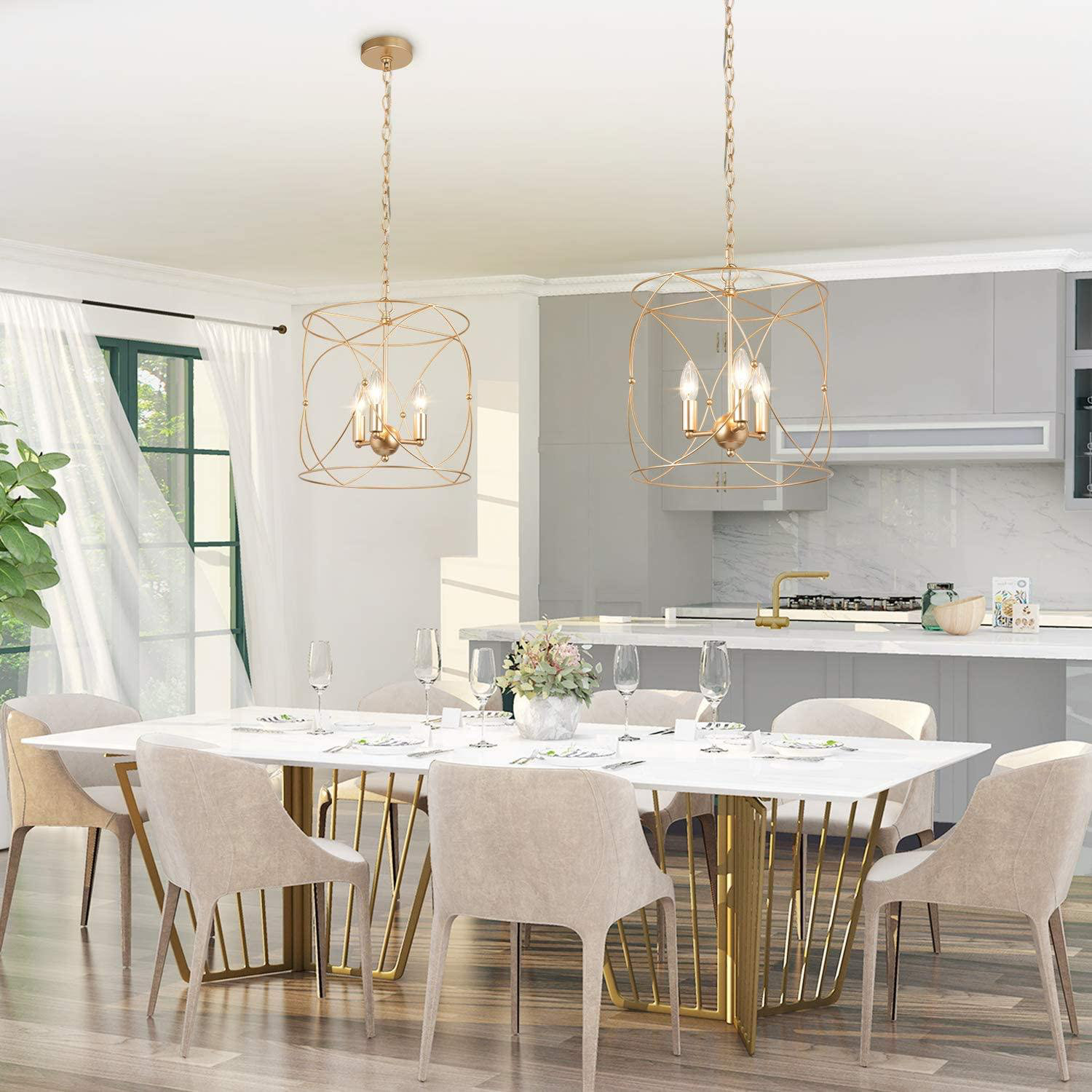 Mercer41 Gold Chandelier, Gold Pendant 