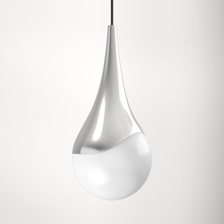 Ariana Polished Nickel 1-Light Pendant with Opal Glossy Glass Shade