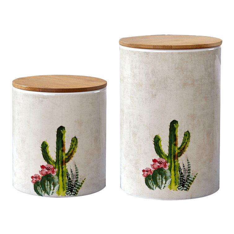 Ceramic Cactus Canister Set of 3 