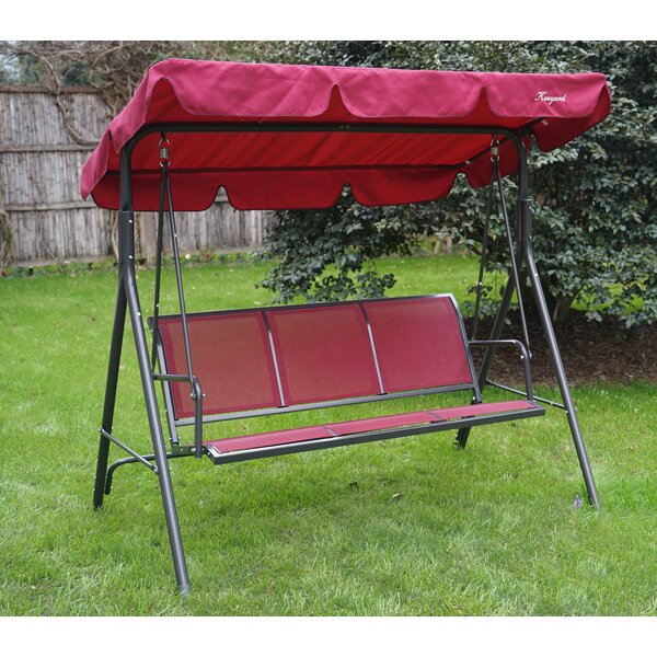 Garden Swing Bench Hammock 3 Seat Cushioned Bed Sun Canopy Outdoor Patio Green 