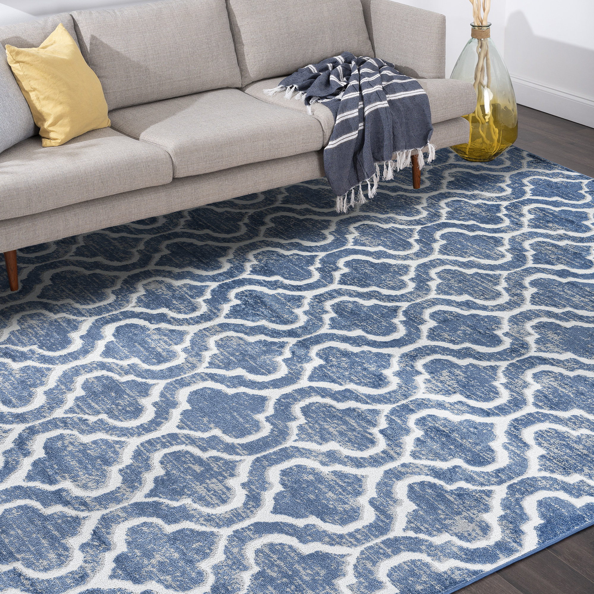 Winston Porter Ashfaq Geometric Blue Area Rug & Reviews Wayfair