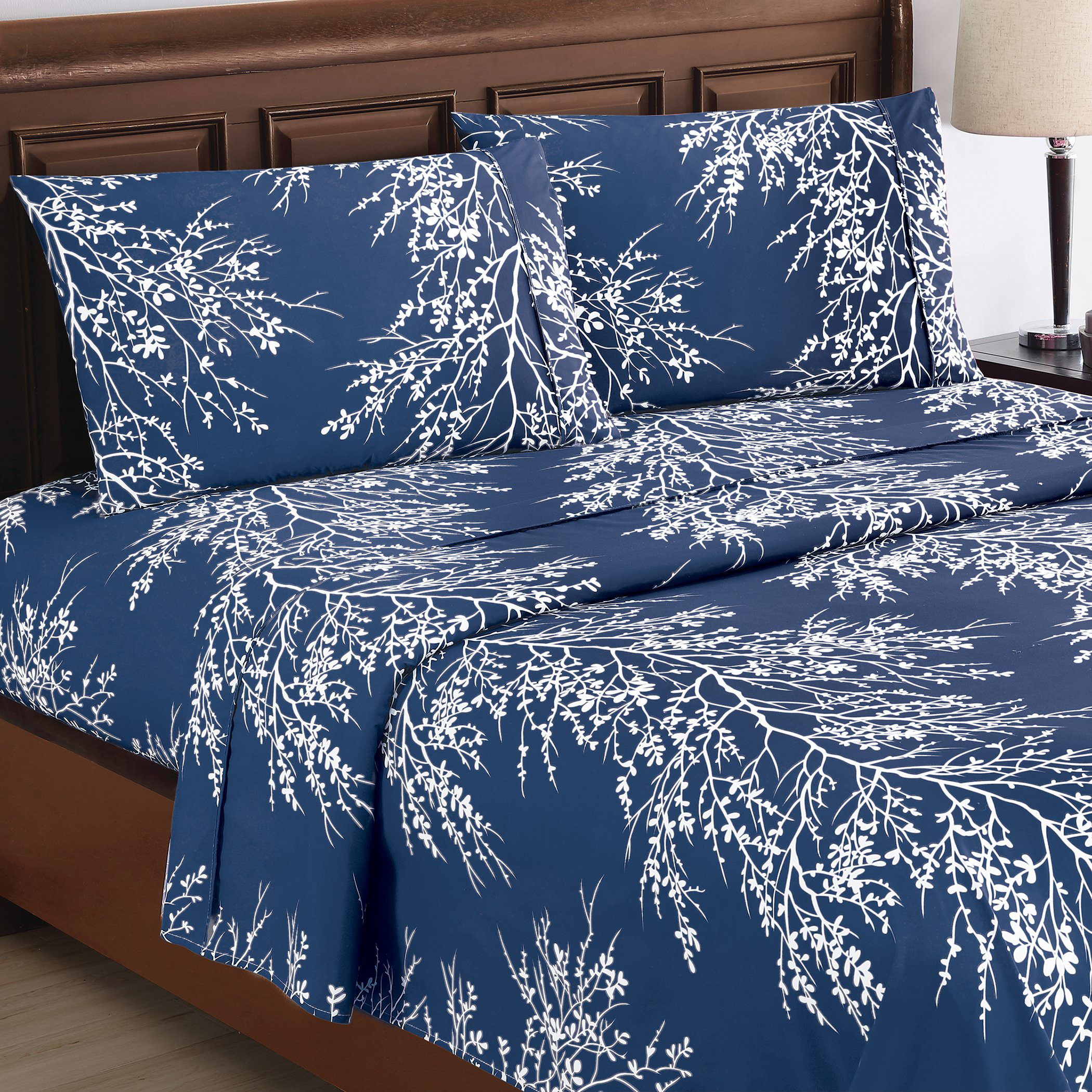 Red Barrel Studio® 4Piece Foliage Bed Sheets and Pillowcases Set