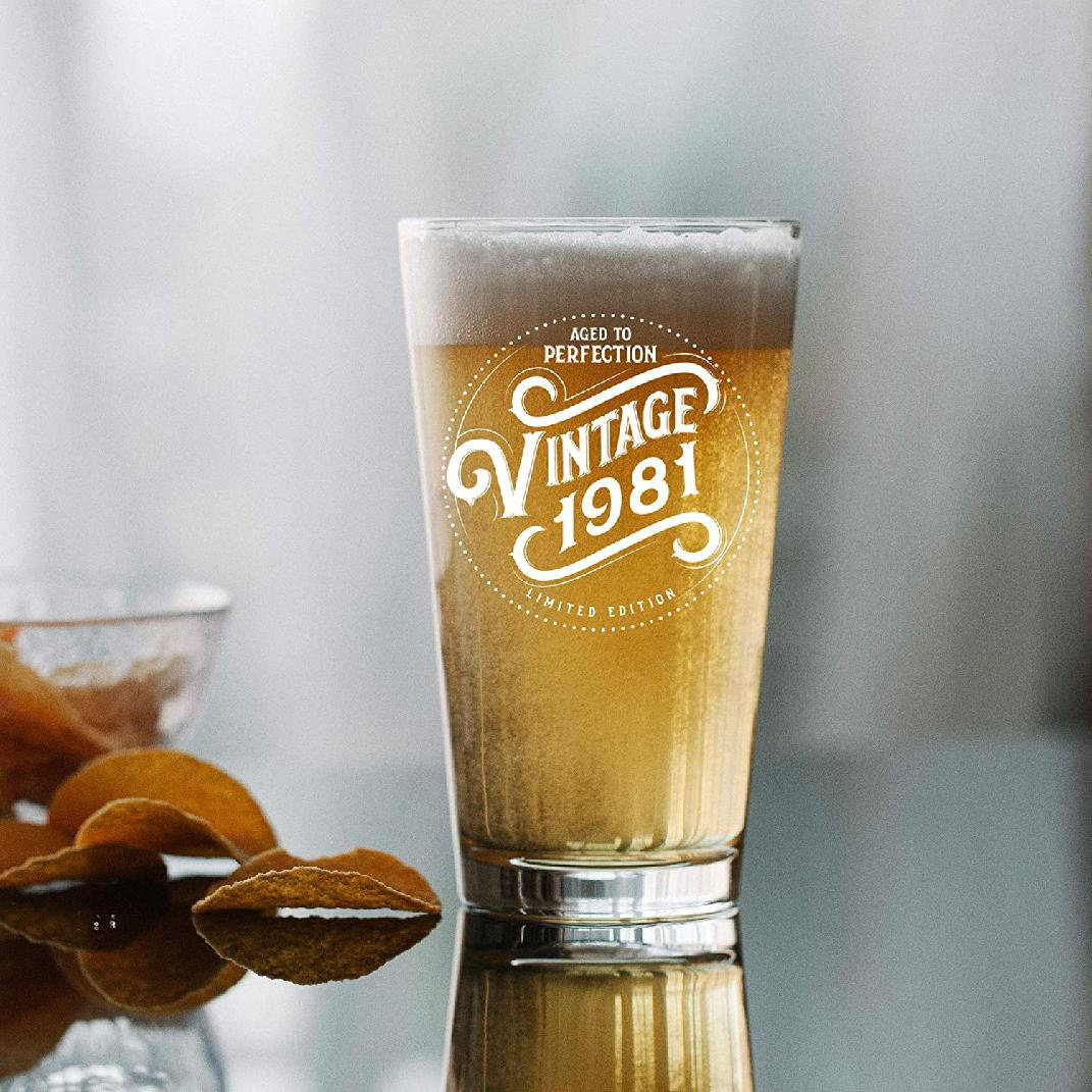 Gifts For 41 Year Old Man Trinx Ammy 41St Birthday Gifts For Men Women - 1981 Vintage 16 Oz Beer Pint Glass - 41 Year Old Gifts For Men Women - Funny Gag 41St Birthday Gifts Ideas Decorations