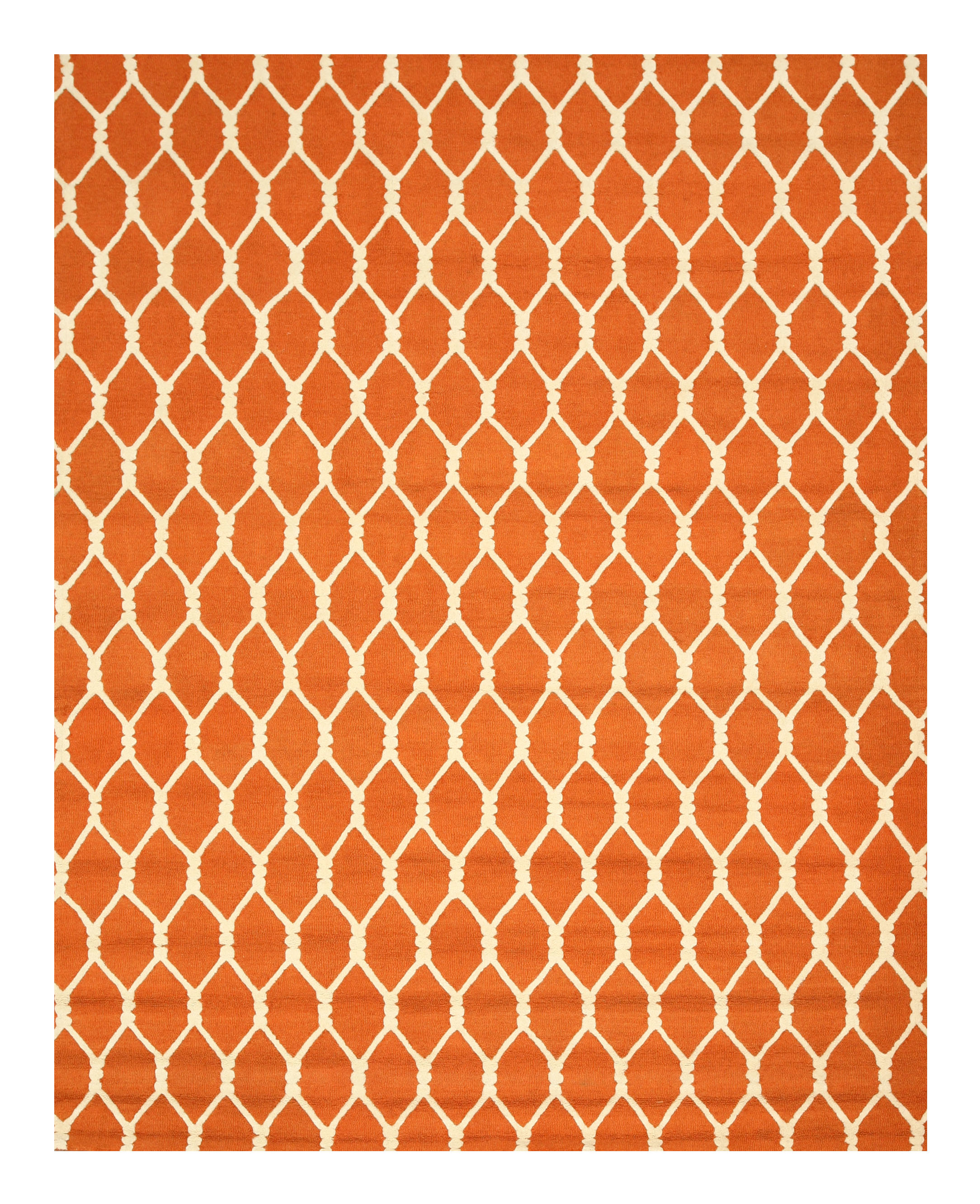 The Conestoga Trading Co. Geometric Tufted Wool Orange Area Rug