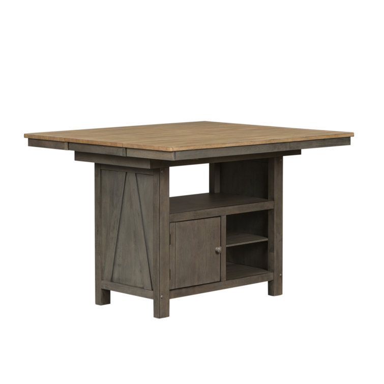 Lindsey Farm 46" Gray and Sandstone Rubberwood Kitchen Island