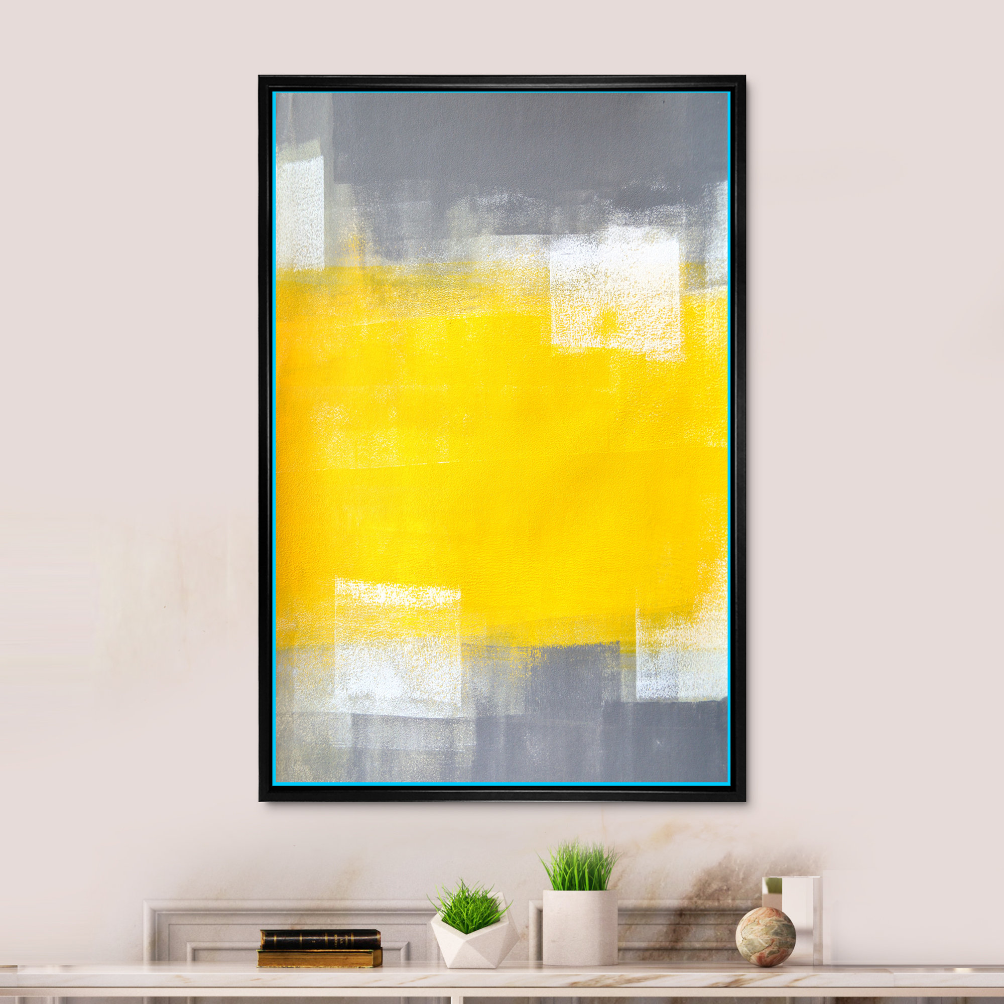 Wrought Studio Gray Meets Yellow Modern Art XVII Floater Frame