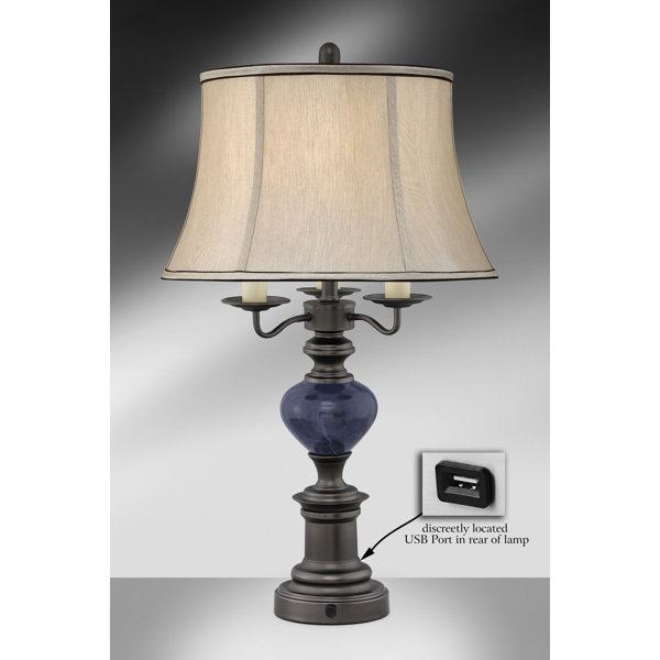 Medallion Lighting Fanale Blue Marble 31" Gunmetal with Blue Marble ...