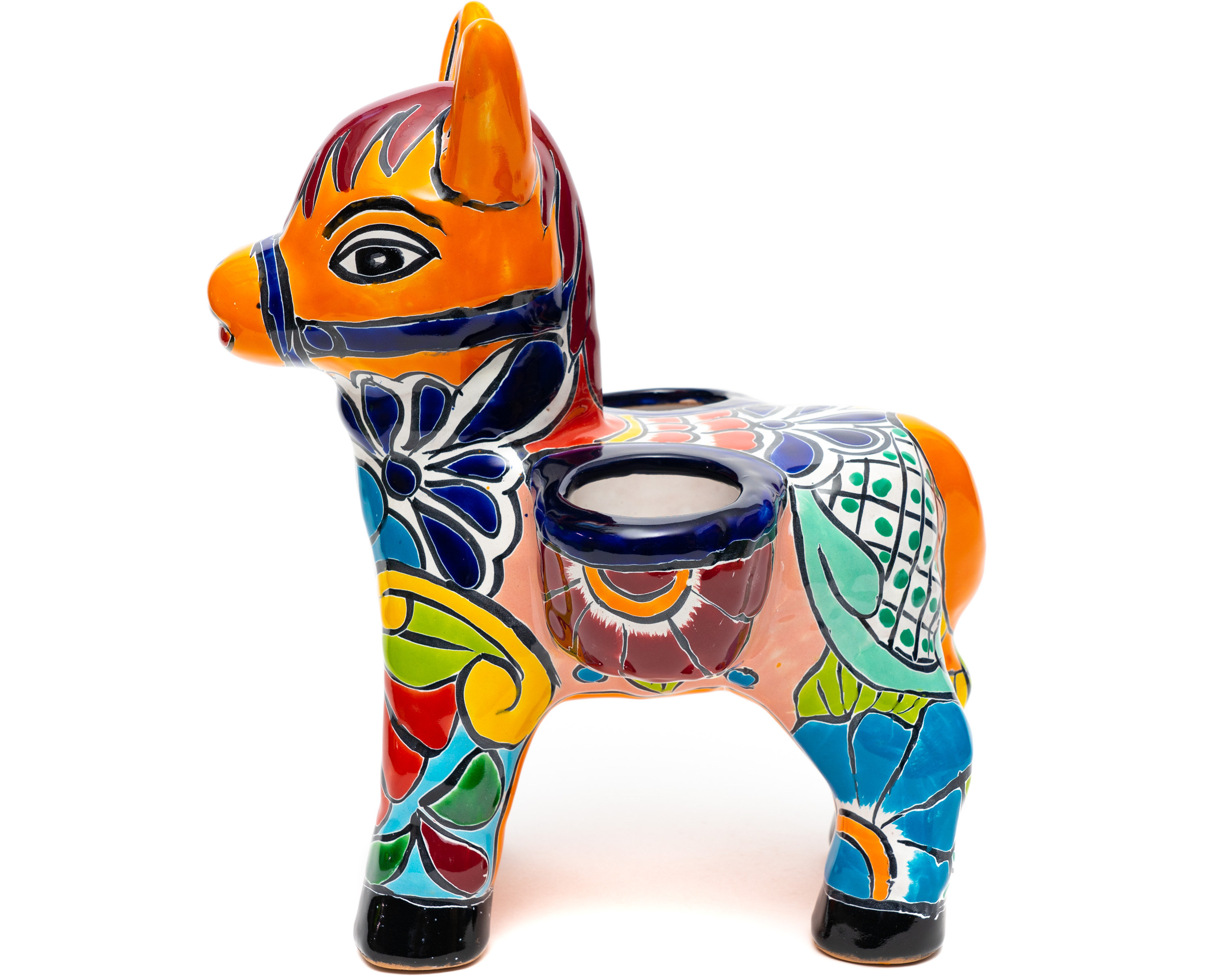 Bungalow Rose Yetah Mexican Talavera HandPainted Donkey Pot For