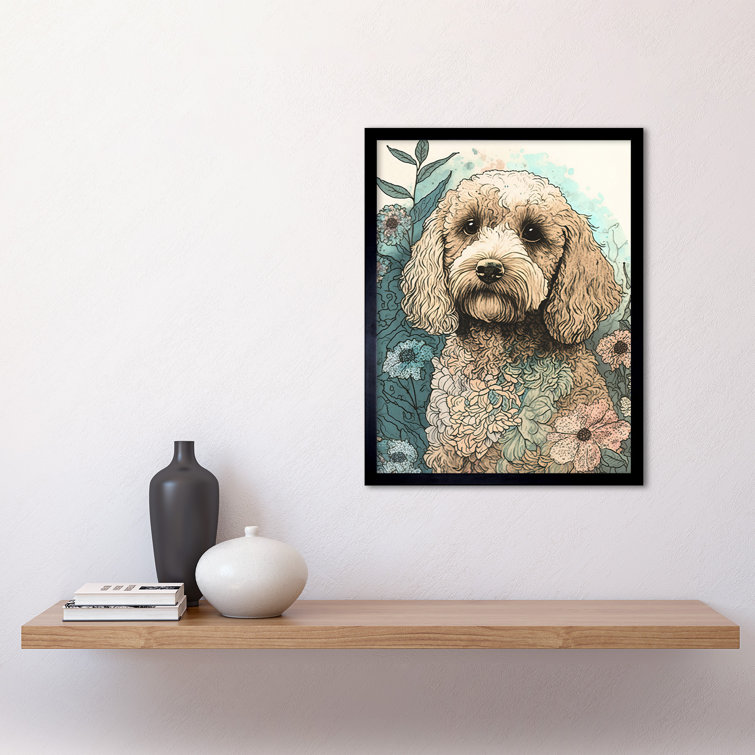 Marlow Home Co. Cockapoo Dog In Wildflower Field Pastel Watercolour ...