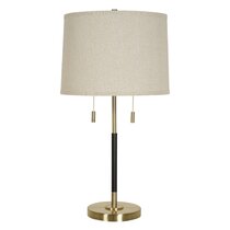 MiniSun Sienna Antique Brass Touch Bedside Table Lamp with Pleated Shade New 