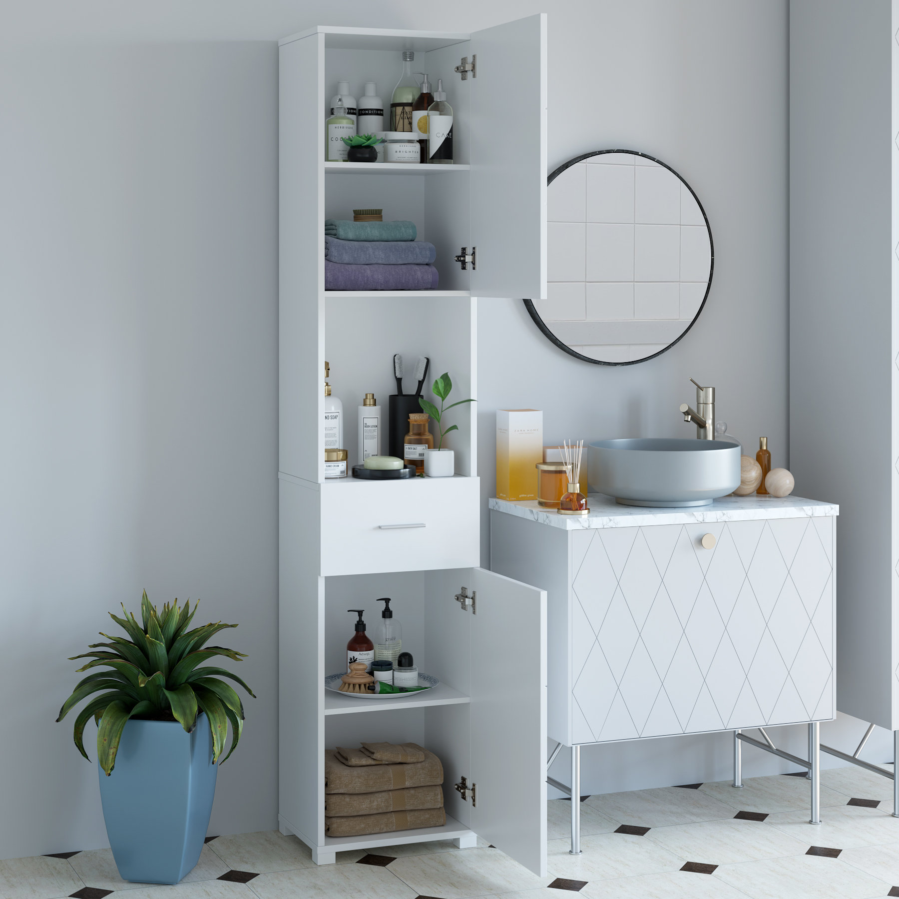 Latitude Run® Freestanding Linen Cabinet & Reviews - Wayfair Canada