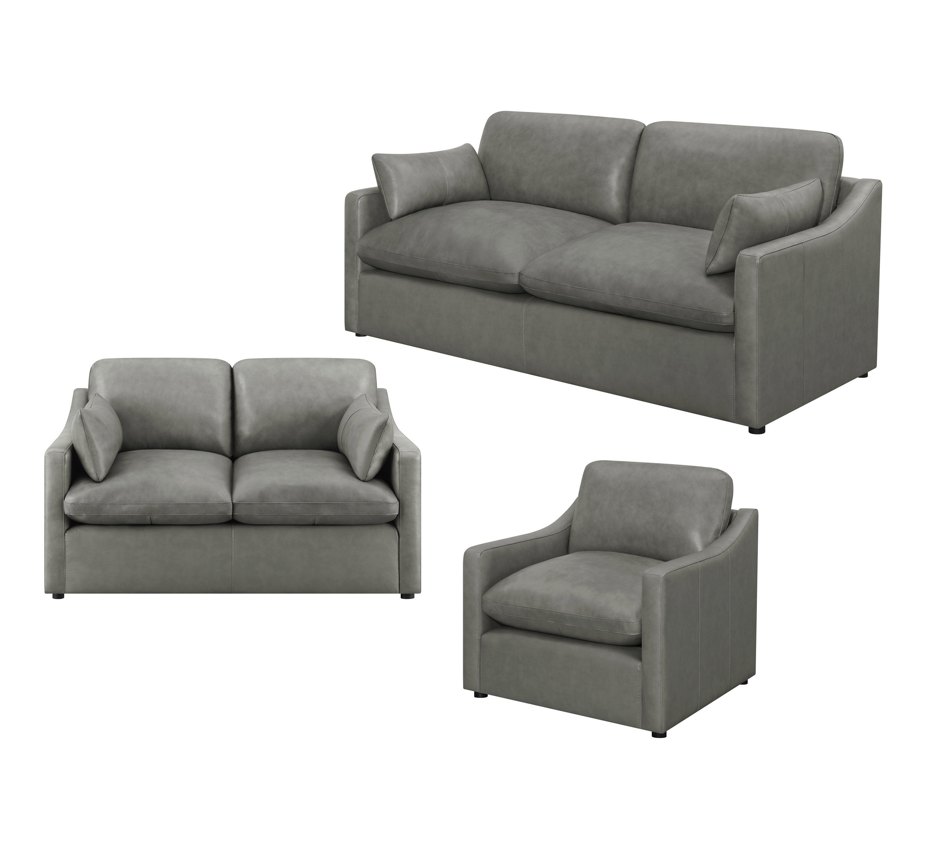 CDecor Home Furnishings Milton 3 Piece Leather Match Living Room Set