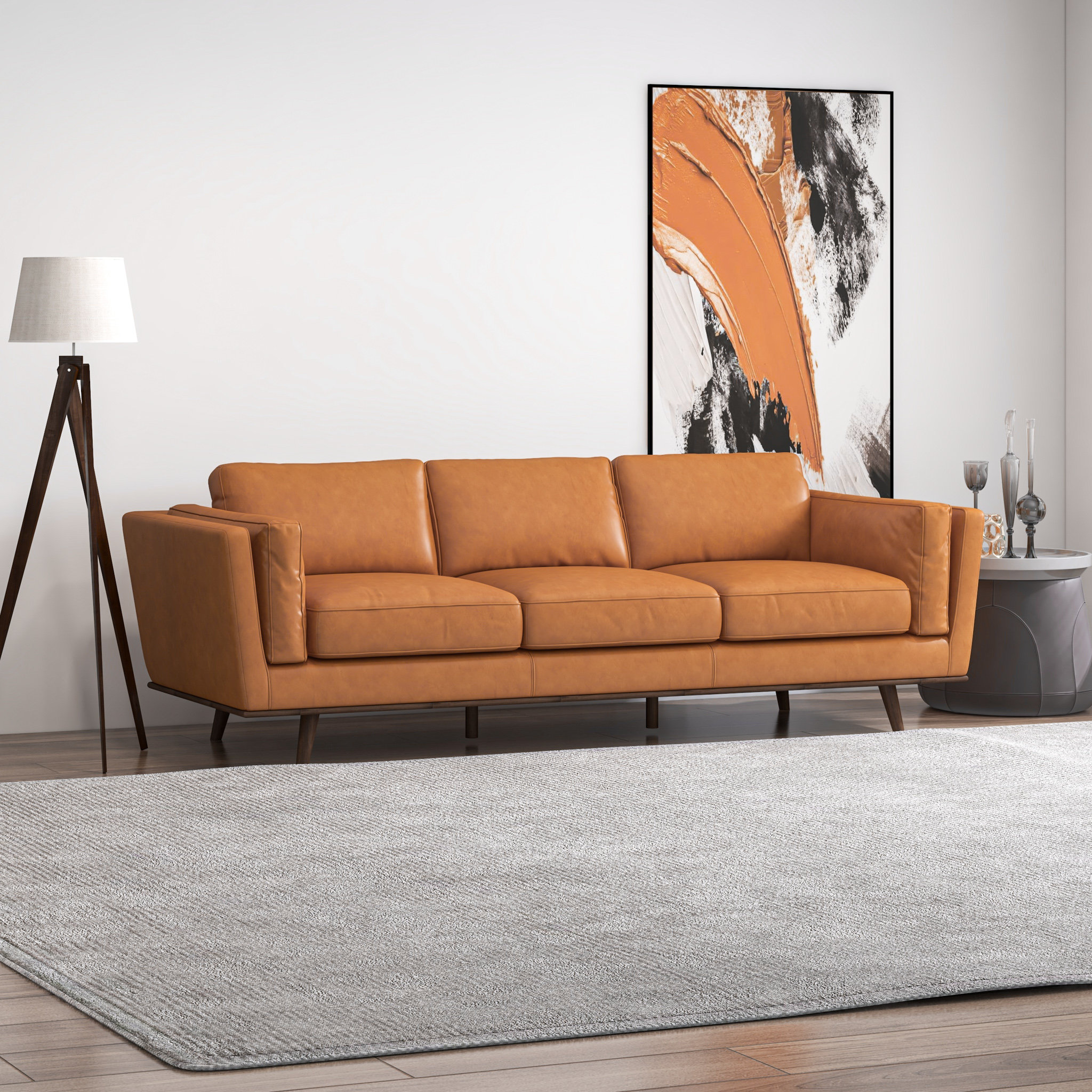 Lidia 88” Genuine Leather Square Arm Sofa