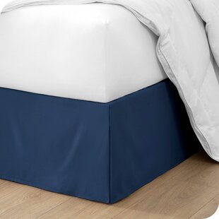 Box Pleated Egyptian Solid Bed Skirt Luxurious Microfiber Tailored Navy Blue 