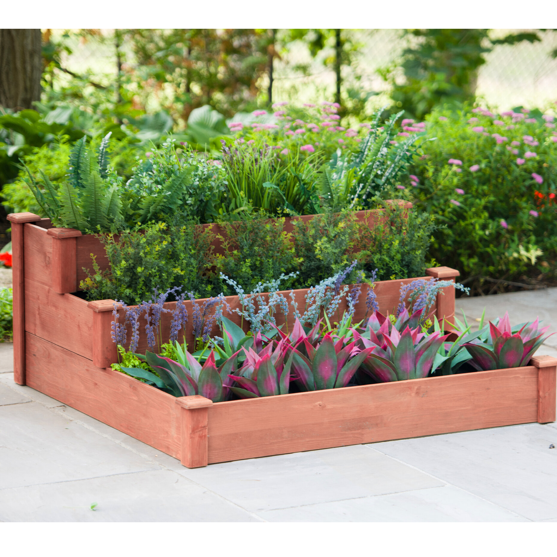 4 x 4 Ft Cedar Raised Garden Bed Vegetable Herb Flower Wood Plant Planter Kit 