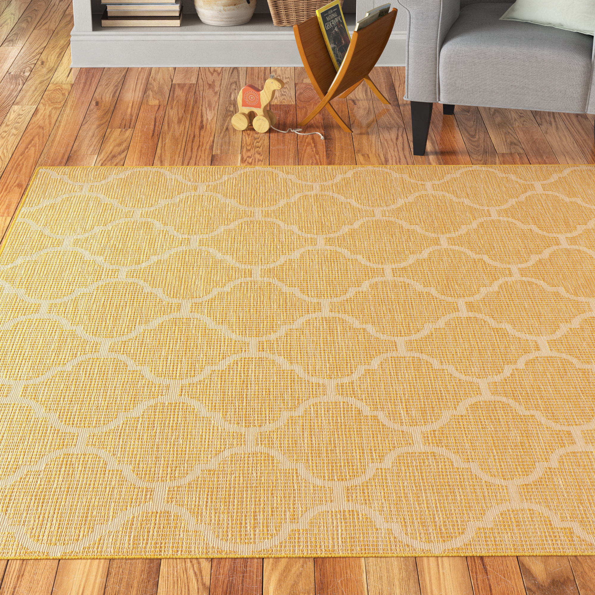 Andover Mills™ Alline Yellow Indoor/Outdoor Rug & Reviews | Wayfair