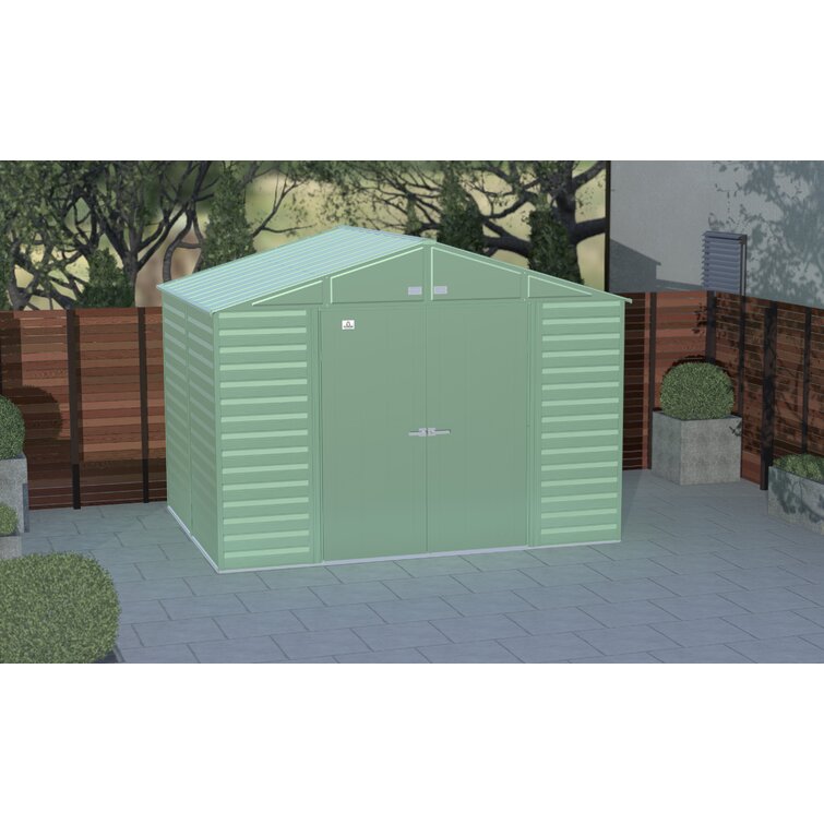 Arrow Shed Select 10 x 8 Outdoor Lockable Steel Storage Shed Building Sage Green 