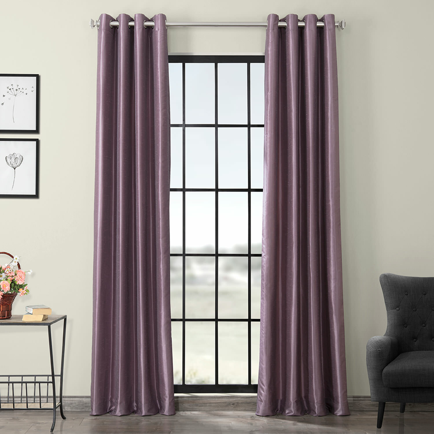 1-Panel Solid Grommet Top Thermal Insulated Blackout Window Curtain 6 Colors 