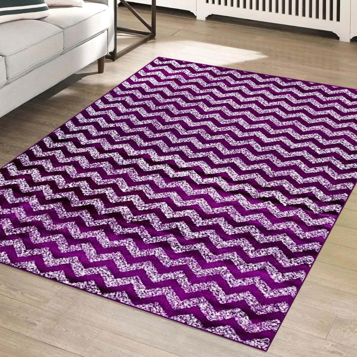 Ebern Designs Friedegund Chevron Purple Area Rug Wayfair
