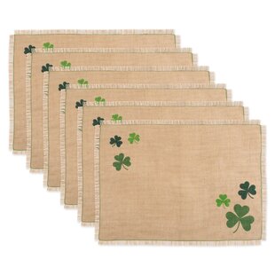 visesunny Placemat Table Mat Desktop Decoration Saint Patricks Day Luck Truck Funny Floral Placemats Set of 6 Non Slip Stain Heat Resistant for Dining Home Kitchen Indoor 12x18 in