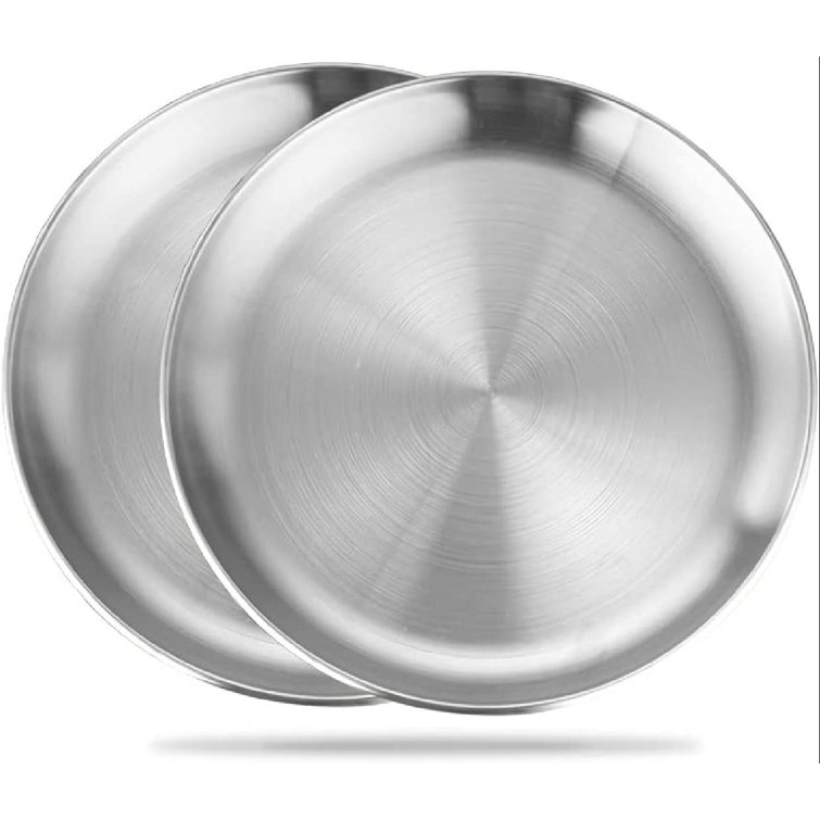 Outdoor Campin... Morcte Stainless Steel Round Plates Dish Set for Dinner Plate 