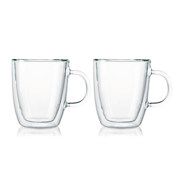 BODUM Bodum 'Bistro' Glass Coffee Cup/Mug With Black Plastic Handle Great Condition 