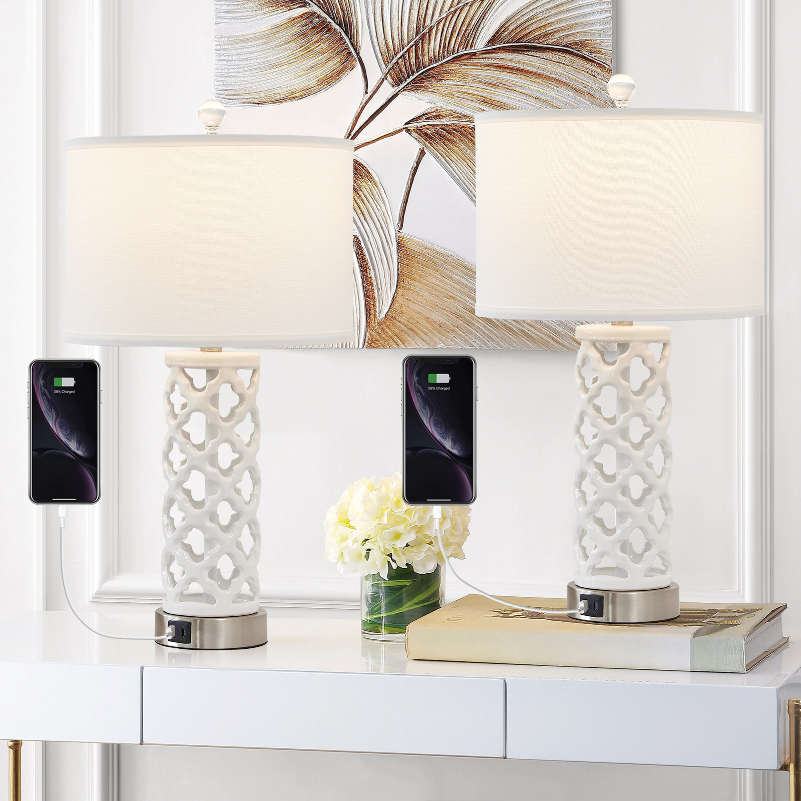 House of Hampton® Elsbeth Ceramic USB Desk Lamp Wayfair