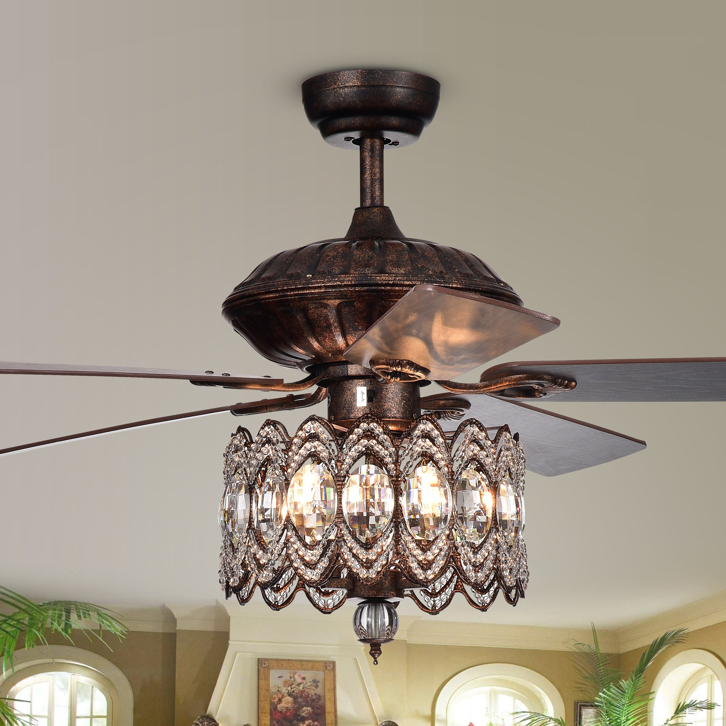 Blade Crystal Ceiling Fan with Remote 
